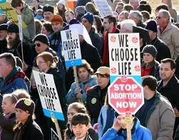 Pro-lifers march in Washington D.C. against abortion.