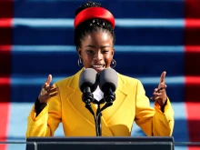 Inaugural poet Amanda Gorman at the inauguration ceremony. U.S. Capitol, Washington, D.C., Jan. 20, 2021. Credit: mccv / Shutterstock.