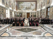 Pope Francis and Mons. Paolo Braida during the Sunday Angelus address, Nov. 26
