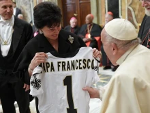 Pope Francis gives his Angelus address on Sunday, Nov. 19, 2023.