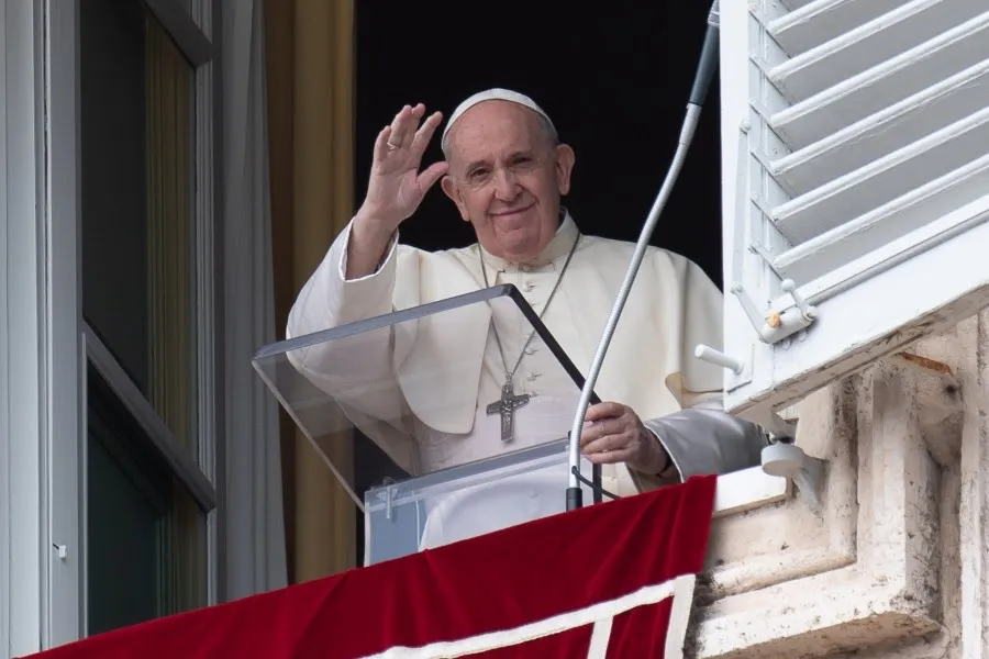 Pope Francis waves from his window overlooking St. Peter’s Square during an Angelus address. ?w=200&h=150