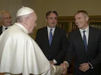 Matteo Bruni, new director of the Holy See Press Office, greets Pope Francis - 