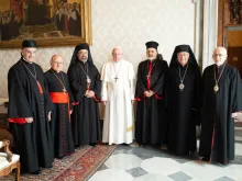 Pope Francis meets with Patriarch of Eastern Catholic Churches based in the Middle East at the Vatican, Feb. 7, 2020. 