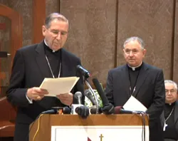 Cardinal Roger Mahony introduces Archbishop Jose Gomez at a press conference at the Los Angeles Cathedral.?w=200&h=150