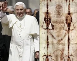 Pope Benedict and an image of the Shroud of Turin.?w=200&h=150