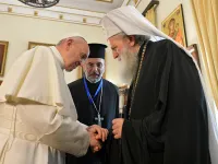 Pope Francis meets with Patriarch of the Bulgarian Orthodox Church Neofit in Sofia, Bulgaria, May 5th, 2019 / 