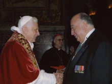 Pope Benedict XVI and George Poulides, Ambassador of Cyprus to the Holy See.