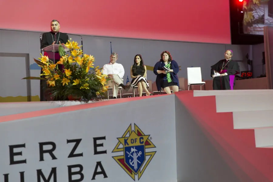 Archbishop Bashar Warda of Erbil speaks at religious freedom panel during World Youth Day at the Mercy Centre in Krakow, July 27, 2016. Photo courtesy of Jaclyn Lippelmann/Archdiocese of Washington.?w=200&h=150