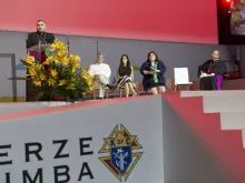 Archbishop Bashar Warda of Erbil speaks at religious freedom panel during World Youth Day at the Mercy Centre in Krakow, July 27, 2016. Photo courtesy of Jaclyn Lippelmann/Archdiocese of Washington.