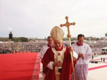 Pope Benedict XVI processes during the final Mass of World Youth Day in Sydney.