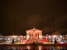 The Austrian Parliament building is lit red as part of the international “Red Week” in honor of persecuted Christians across the globe.