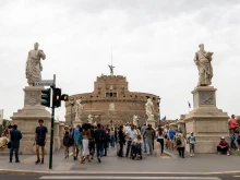 Sts. Peter and Paul, the patron saints of Rome, guard the entrance to Ponte Sant’Angelo, welcoming pilgrims as they begin their journey toward St. Peter’s Basilica.