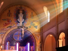 A view from in St. Michael's Abbey in Orange County, California.