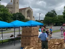 Catholic Charities of the Archdiocese of Washington at the National Shrine, Friday July 10, 2020. 