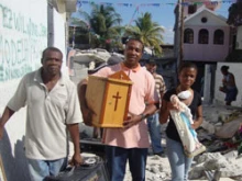 A tabernacle that was rescued from a damaged Catholic church in Haiti. 
