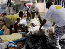 Haitian earthquake victims receiving medical care. 