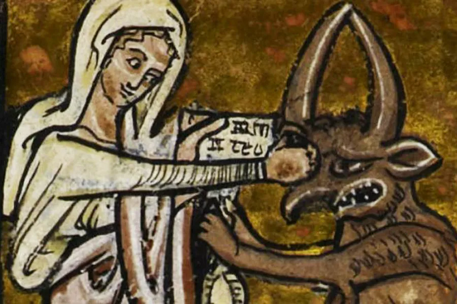 13th century image of Mary punching devil in the face. ?w=200&h=150