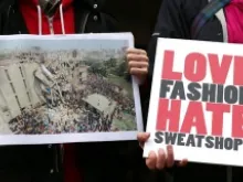 A demonstration is held outside Primark flagship store over Bangladesh factory disaster. 