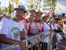 Pope Francis meets with a delegation of Italian mayors on Feb. 5, 2022.