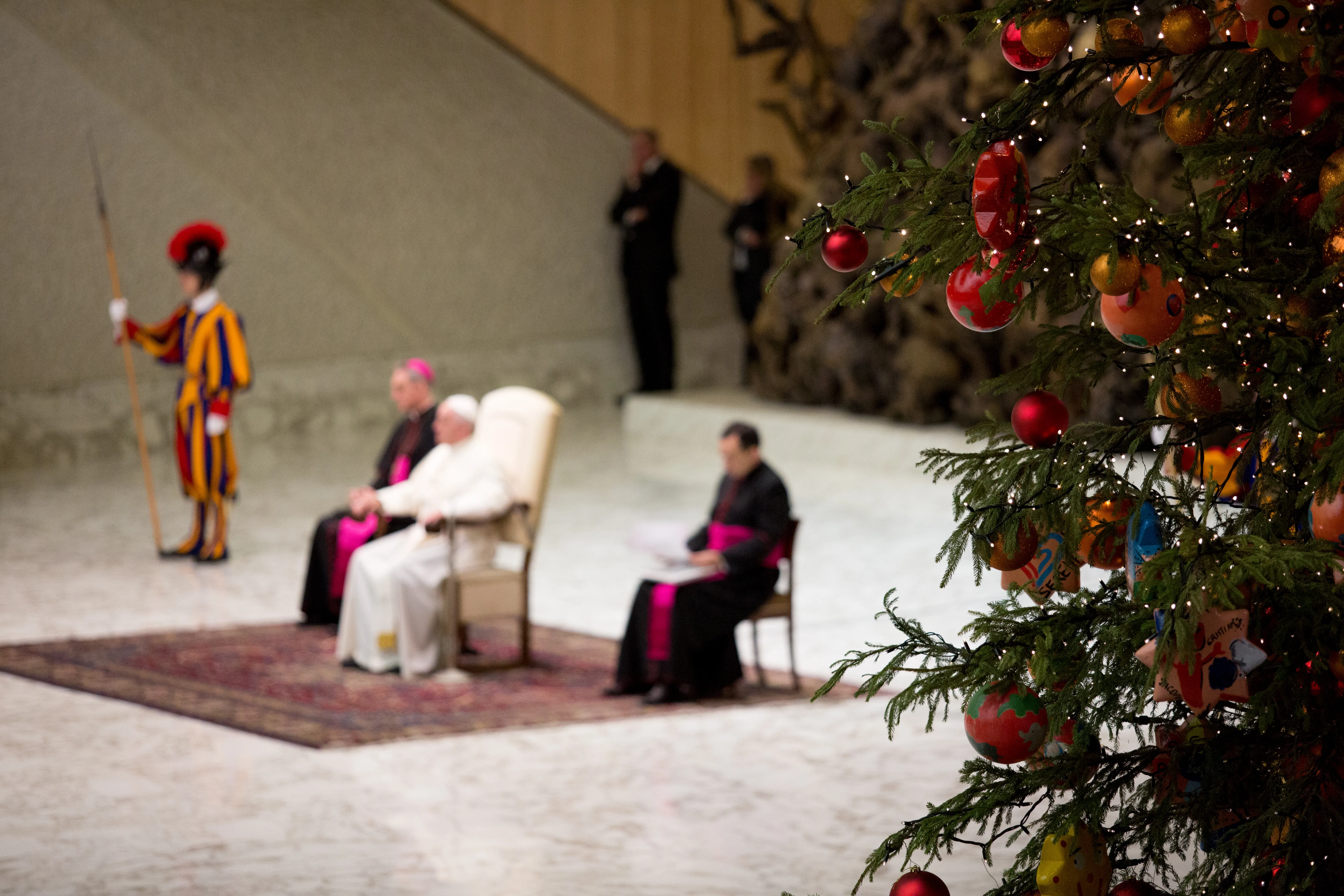 Pope Francis at a Wednesday general audience in Paul VI hall on Dec. 20, 2017. ?w=200&h=150