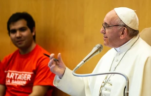 Pope Francis speaks at a presentation of Sharing the Wisdom of Time at the Vatican, Oct. 23, 2018.   Daniel Ibanez/CNA.