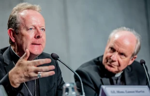 Archbishop Eoman Martin of Armagh at an Oct. 26 Vatican press briefing.   Daniel Ibanez/CNA