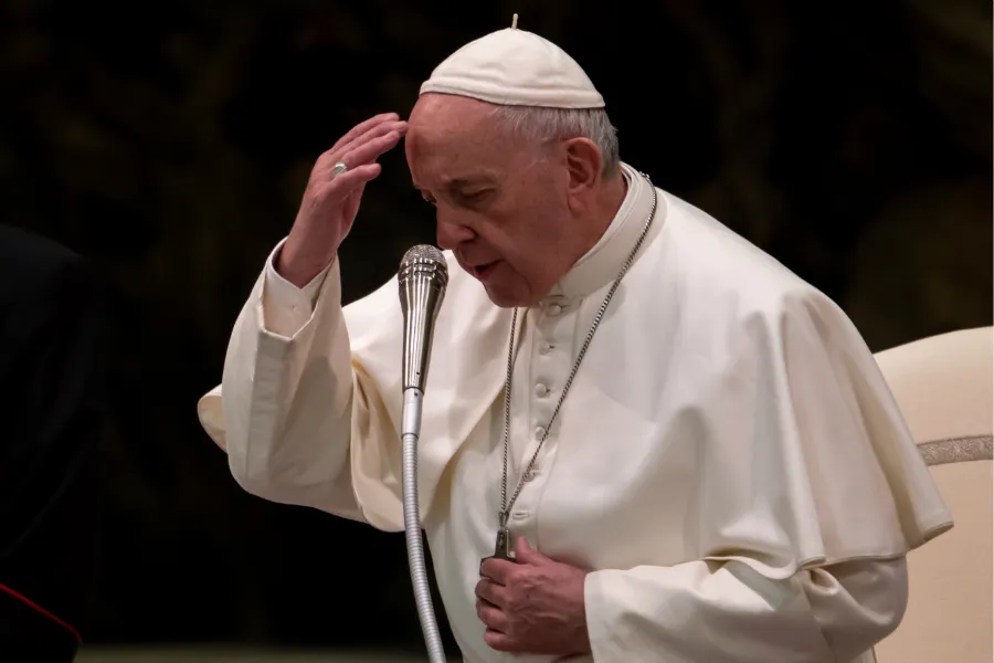 Pope Francis prays at his Wednesday general audience Feb. 13, 2019. ?w=200&h=150