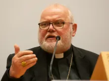 Cardinal Reinhard Marx speaks at a Vatican press conference Feb. 23, 2019. 