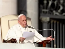 Pope Francis speaks at the general audience Oct. 23, 2019. 