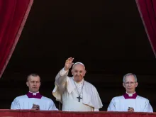 Pope Francis gives the Urbi et Orbi blessing from the center loggia of St. Peter’s Basilica Dec. 25, 2019. 