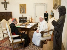 Pope Francis meets in with Cardinal Philippe Barbarin on March 18, 2019. 