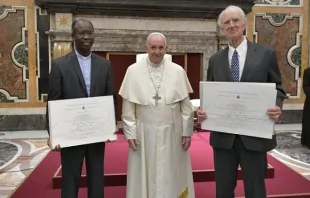 2019 Ratzinger Prize winners with Pope Francis Nov. 9, 2019.   Vatican Media.