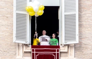 Pope Francis at the end of the Angelus address Jan. 26, 2020.   Daniel Ibanez/CNA.