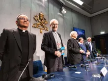 Vatican officials at a Feb. 12 press conference. 