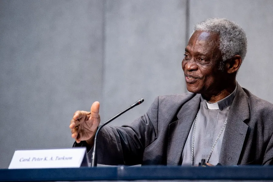 Cardinal Peter Turkson, prefect of the Dicastery for Promoting Integral Human Development, at a Vatican press conference July 7, 2020. ?w=200&h=150