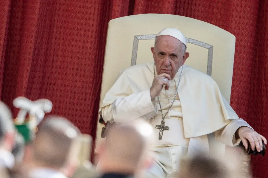 Pope Francis pictured at his general audience in the San Damaso Courtyard at the Vatican Sept. 9, 2020. ?w=200&h=150