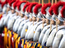 New Swiss Guards recruits are sworn in at a ceremony at the Vatican Oct. 4, 2020. 
