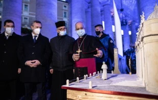 Archbishop Rino Fisichella at the inauguration of '100 Nativity Scenes at the Vatican' Dec. 13, 2020.   Daniel Ibáñez/CNA.