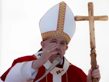 Pope Francis on Palm Sunday 2022 in St. Peter's Square.