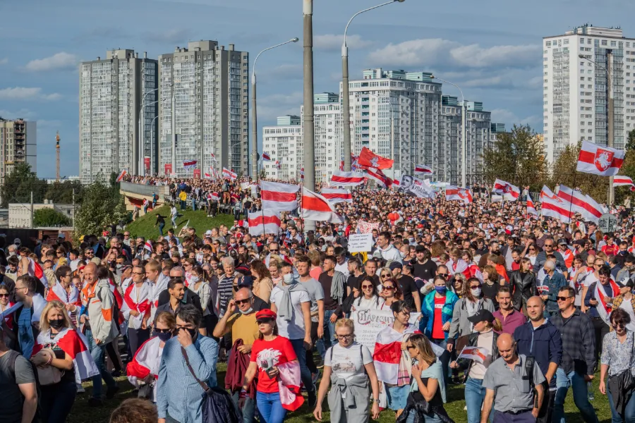 Protesters in Minsk, the capital of Belarus, Sept. 13, 2020. ?w=200&h=150