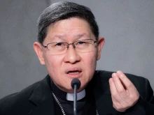 Cardinal Luis Antonio Tagle speaking at the Vatican on Oct. 21, 2021.