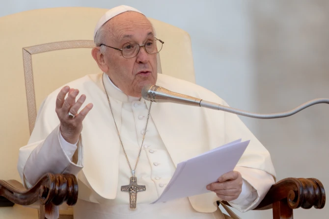 Pope Francis greets 80,000 teens on pilgrimage in St. Peter’s Square on April 18, 2022.