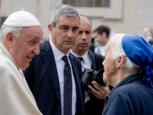 Pope Francis at the general audience in St. Peter's Square on April 20, 2022.