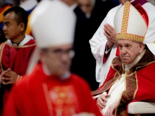 Pope Francis at a Mass for the feast of Ss. Peter and Paul in St. Peter's Basilica, June 29, 2022.