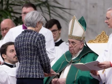 Pope Francis confers the ministry of catechist in St. Peter's Basilica on Jan. 22, 2023.