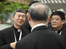 Bishop Yao Shun of Jining  and Bishop Yang Yongqiang of Zhouchun (right) of the People’s Republic of China at the Synod on Synodality at the Vatican in October 2023.