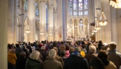 Pilgrims gather for Mass at the Shrine of Our Lady of Montligeon in Normandy, France, on Nov. 16, 2025, during the annual “Heaven’s Pilgrimage,” dedicated to prayer for the souls in purgatory.