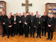 Representatives of the Roman Curia and the German bishops’ conference meet to discuss the proposed Synodal Conference statute at the Vatican on Wednesday, Nov. 12, 2025.