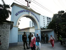Army personnel stand guard in front of St. Mary’s Cathedral Church in Dhaka, Bangladesh, on Dec. 23, ahead of Christmas 2024.