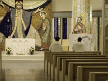 The Redemptor Hominis chapel of the National Shrine of St. John Paul II in Washington, D.C., is decorated with mosaics by Father Marko Rupnik.